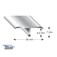 K�GELE T-Profil Alu silber eloxiert 26/7/2700 mm