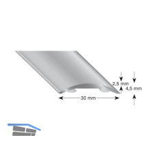 K�GELE Hohlflachprofil Alu silber eloxiert, selbstklebend, 30/1000 mm