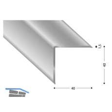 Mauerkantenprofil silber eloxiert, 40x40x1,5 mm, 1500 mm