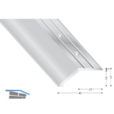 K�GELE Abschlussprofil 201, Alu silber eloxiert gebohrt, 15 ,mm, 1000 mm