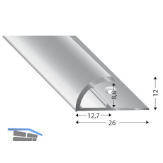 K�GELE Klemmprofil Alu silber eloxiert, Innenh�he 8,8 mm, 2700 mm