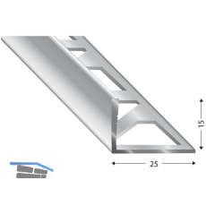 K�GELE Fliesenprofil PRIMO, Edelstahl, Innenh�he 15 mm, 3000 mm