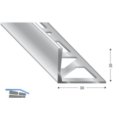 K�GELE Fliesenprofil PRIMO, Alu silber, Innenh�he 20 mm, 3000 mm
