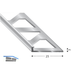 K�GELE Fliesenprofil PRIMO, Alu roh, Innenh�he 3 mm, 3000 mm