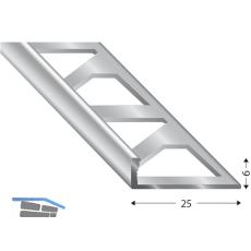 K�GELE Fliesenprofil PRIMO, Alu silber, Innenh�he 6 mm, 3000 mm