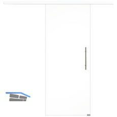 Glasschiebet�r Set Klarglas, 820x2100mm, Inlay CPL wei�, Sto�griff silber