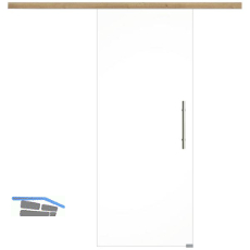 Glasschiebet�r Set Klarglas, 820x2100mm, Inlay CPL Risseiche, Sto�griff silber