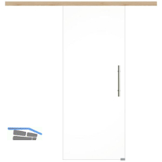 Glasschiebet�r Set Klarglas, 920x2100mm, Inlay CPL Achat, Sto�griff silber