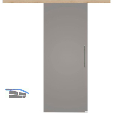 Glasschiebet�r Set BlackShine, 820x2100mm, Inlay CPL Achat, Sto�griff silber