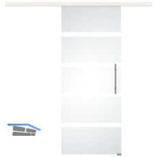 Glasschiebet�r Set Sensita 15, 920x2100mm, Inlay CPL Bianco, Sto�griff silber