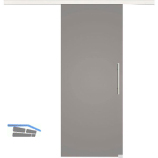 Glasschiebet�r Set BlackShine, 920x2100mm, Inlay CPL Bianco, Sto�griff silber