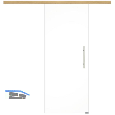 Glasschiebet�r Set Klarglas, 820x2100mm, Inlay CPL Eiche, Sto�griff silber