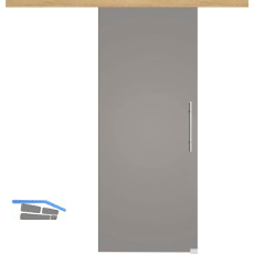 Glasschiebet�r Set BlackShine, 820x2100mm, Inlay CPL Eiche, Sto�griff silber