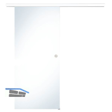 Glasschiebet�r Set Klarglas, 920x2100mm, Inlay CPL wei� Muschelgriff silber