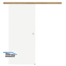 Glasschiebet�r Set Satiniert 920x2100mm, Inlay CPL Risseiche Muschelgriff silber