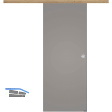 Glasschiebet�r Set BlackShine 920x2100mm Inlay CPL Risseiche Muschelgriff silber