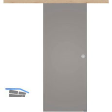 Glasschiebet�r Set BlackShine, 820x2100mm Inlay CPL Achat Muschelgriff silber