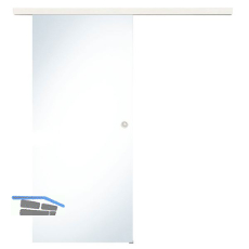 Glasschiebet�r Set Klarglas, 820x2100mm, Inlay CPL Bianco Muschelgriff silber