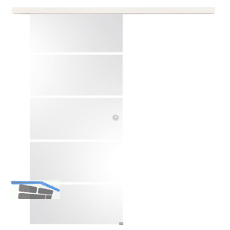 Glasschiebet�r Set Sensita 15, 920x2100mm Inlay CPL Bianco Muschelgriff silber