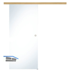 Glasschiebet�r Set Klarglas, 820x2100mm, Inlay CPL Eiche Muschelgriff silber