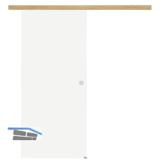 Glasschiebet�r Set Satiniert, 820x2100mm, Inlay CPL Eiche Muschelgriff silber