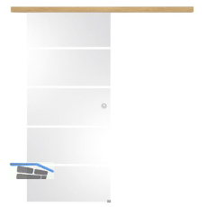 Glasschiebet�r Set Sensita 15, 820x2100mm Inlay CPL Eiche Muschelgriff silber