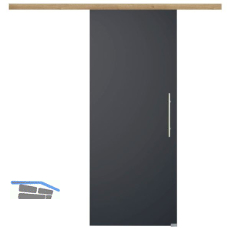 Glasschiebet�r Set BlackDark, 920x2100mm, Inlay CPL Risseiche, Sto�griff silber