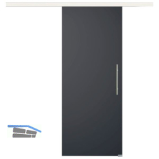 Glasschiebet�r Set BlackDark, 920x2100mm, Inlay CPL Bianco, Sto�griff silber