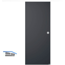 Glasschiebet�r Set BlackDark, 820x2100mm Inlay CPL wei� Muschelgriff silber