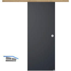 Glasschiebet�r Set BlackDark 920x2100mm Inlay CPL Risseiche Muschelgriff silber