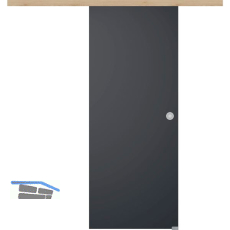 Glasschiebet�r Set BlackDark, 920x2100mm Inlay CPL Achat Muschelgriff silber