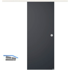 Glasschiebet�r Set BlackDark, 820x2100mm Inlay CPL Bianco Muschelgriff silber