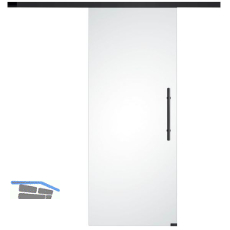 SOLIDO Glasschiebet�r Set Satiniert, Beschl�ge/Sto�griff schwarz, 820x2100
