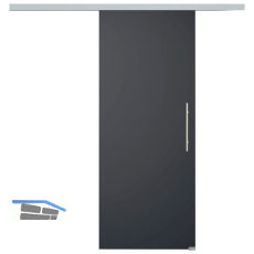 SOLIDO Glasschiebet�r Set BlackDark, Beschl�ge/Sto�griff silber, 920x2100