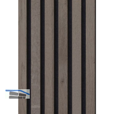 Akustikpaneel Muster mit Softkante Eiche grau roh / schwarz