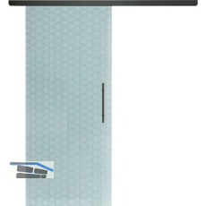 SOLIDO Glasschiebet�r Set Edelstein Brillant wei�, Sto�griff schwarz, 820