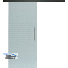 SOLIDO Glasschiebet�r Set Edelstein Smaragd wei�, Sto�griff schwarz, 920