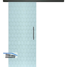 SOLIDO Glasschiebet�r Set Edelstein Grande Smaragd wei�, Sto�griff schwarz, 920