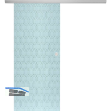 SOLIDO Glasschiebet�r Set Edelstein Gr. Smaragd wei�, Muschelgriff silber, 920