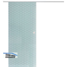 Glasschiebet�r Set Brillant wei�, Inlay wei�, Muschelgriff silber, 820