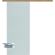 Glasschiebet�r Set Smaragd klar, Inlay Risseiche, Muschelgriff silber, 820