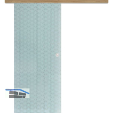 Glasschiebet�r Set Brillant wei�, Inlay Risseiche, Muschelgriff silber, 920