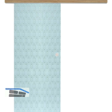 Glasschiebet�r Set Grande Smaragd wei�, Inlay Risseiche, Muschelgriff silber 820