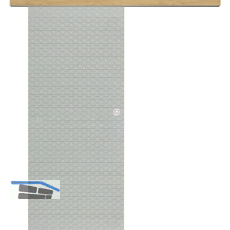 Glasschiebet�r Set Diamant klar, Inlay Eiche, Muschelgriff silber, 920