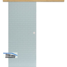 Glasschiebet�r Set Smaragd wei�, Inlay Eiche, Muschelgriff silber, 920