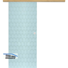 Glasschiebet�r Set Grande Smaragd wei�, Inlay Eiche, Muschelgriff silber, 820