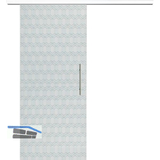 Glasschiebet�r Set Grande Smaragd klar, Inlay wei�, Sto�griff silber, 820