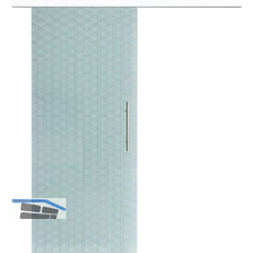 Glasschiebet�r Set Brillant wei�, Inlay wei�, Sto�griff silber, 820 mm