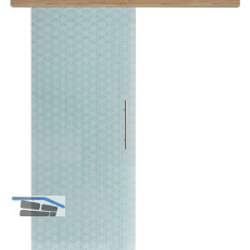 Glasschiebet�r Set Brillant wei�, Inlay Risseiche, Sto�griff silber, 820 mm