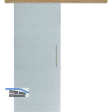 Glasschiebet�r Set Diamant wei�, Inlay Risseiche, Sto�griff silber, 920 mm